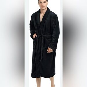 Elegant Black UNISEX Fleece Robe size L/XL